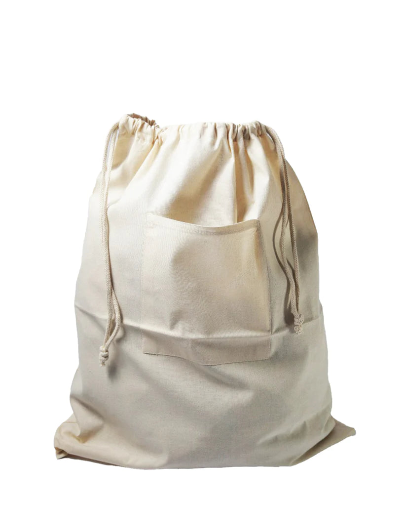 Cotton Laundry Bag with Front Pocket-LBP