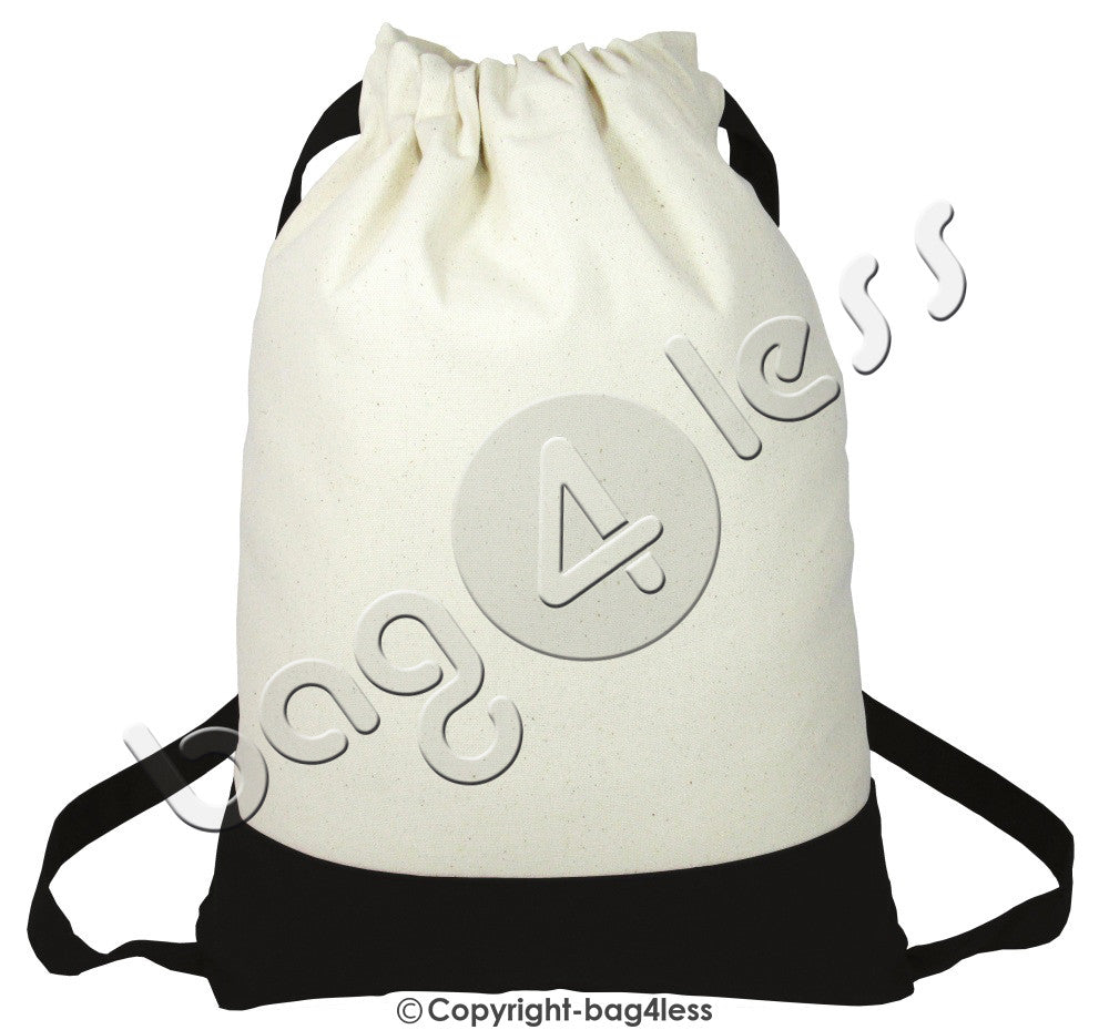 Natural Heavy Canvas Sport Drawstring Bag black