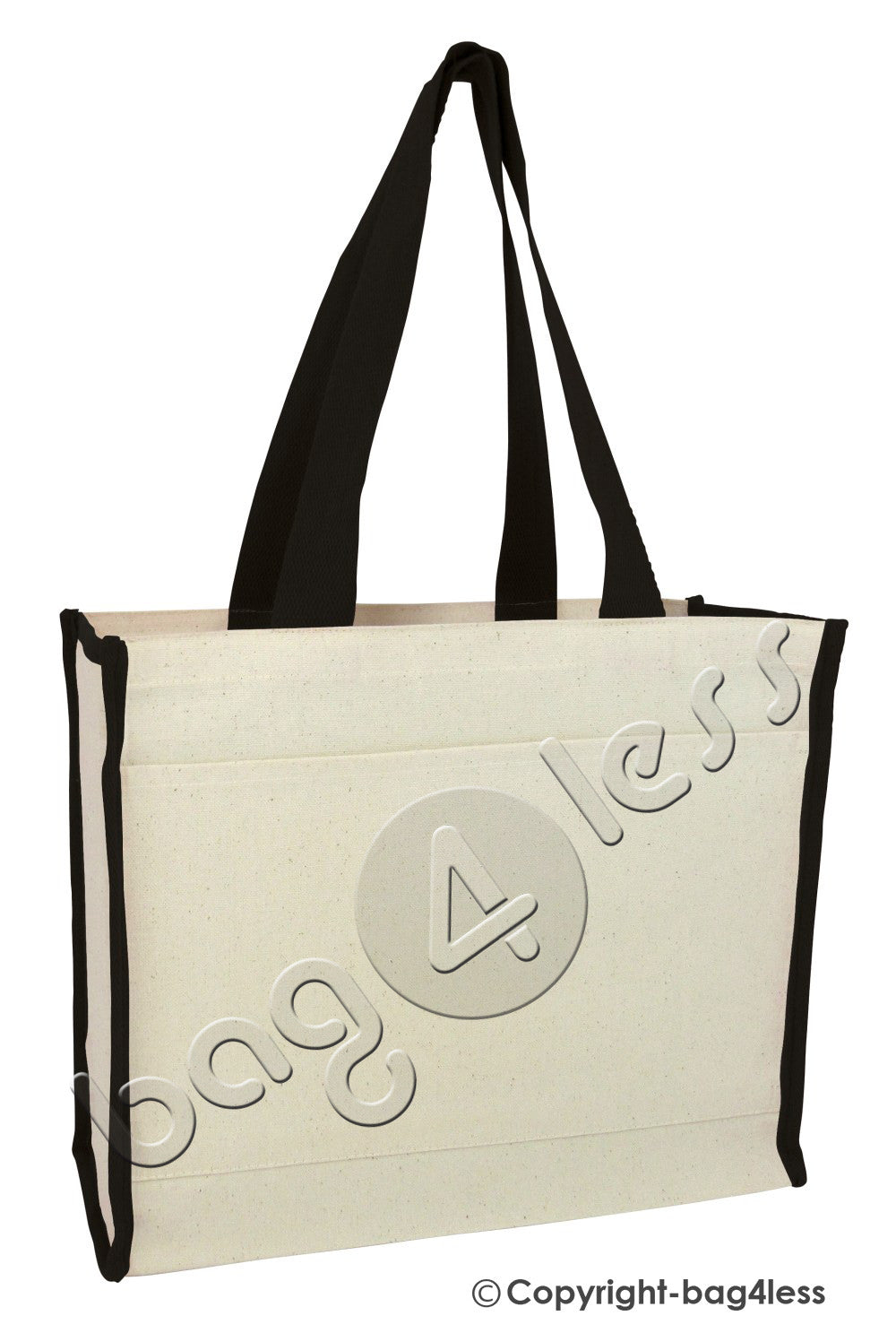 Black Heavy Canvas Gusset Tote Bag Two-Tone Wholesale