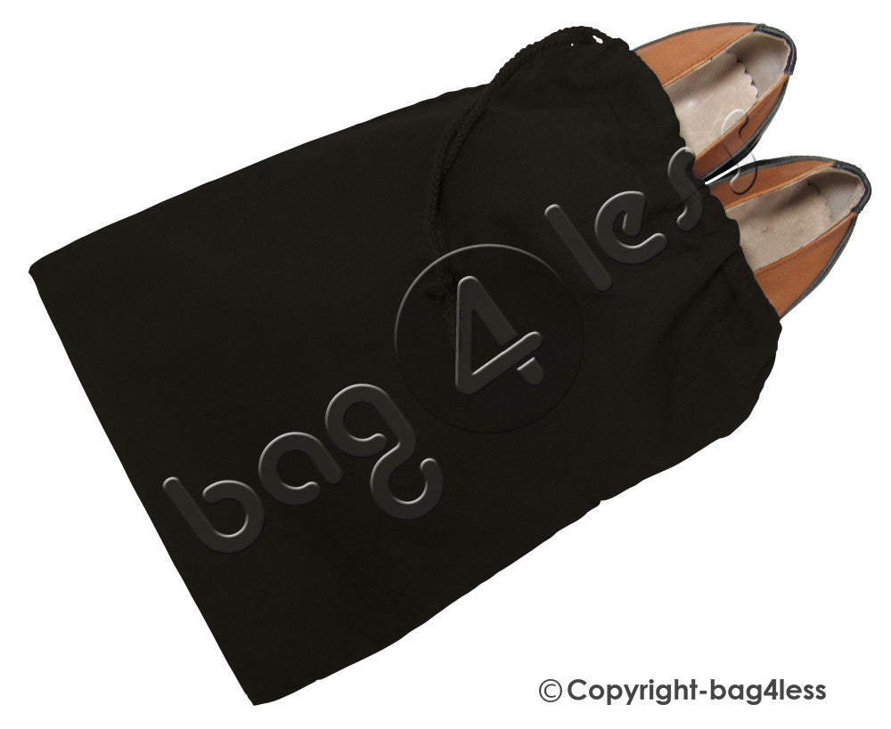 Cotton Shoe Bags W/ Drawstring Black