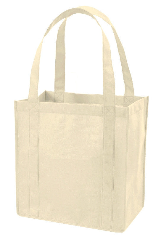 Non-Woven Gusset Tote Bag W/ Bottom Insert Natural