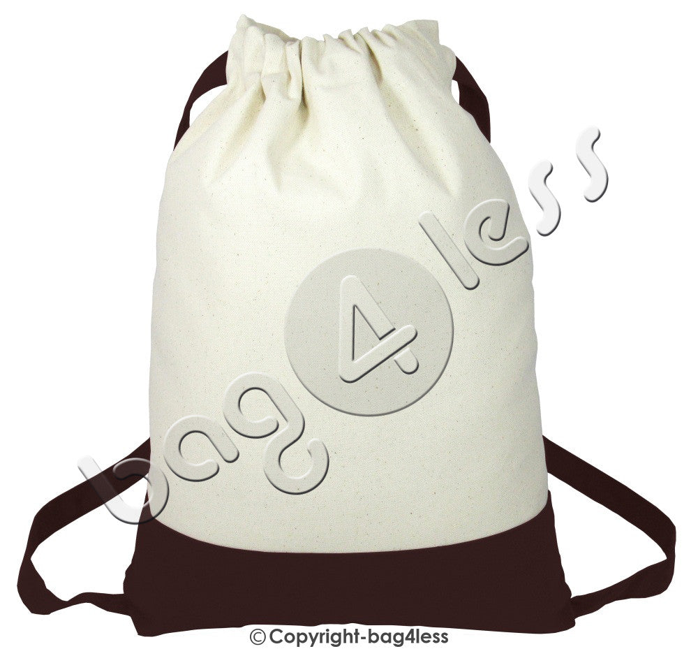 Natural Heavy Canvas Sport Drawstring Bag Chocolate
