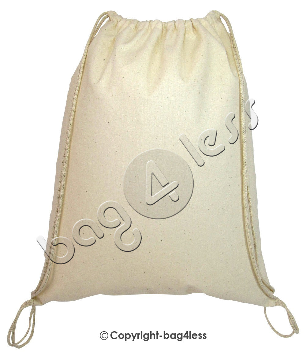 Cotton Value Sport Pack Large Size Drawstring Bag Natural