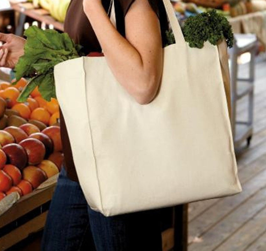 Cotton Over-the-Shoulder Grocery Tote Bag Natural