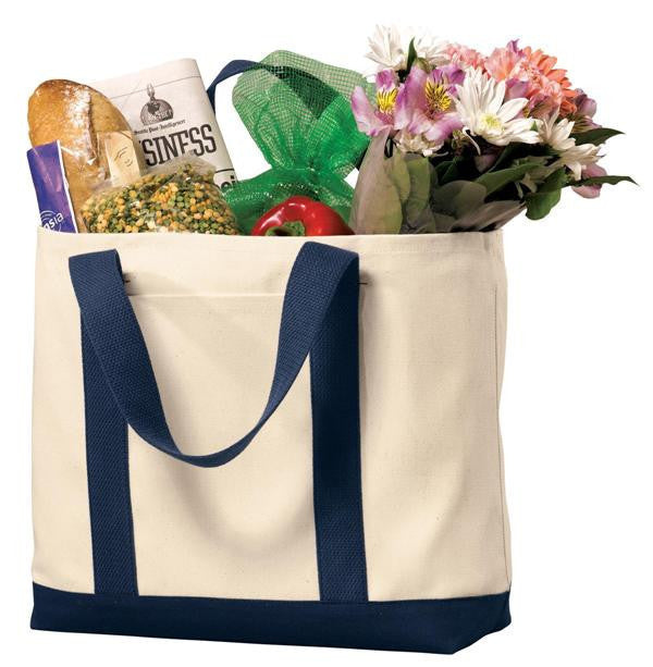 Large Heavy Cotton Canvas Two Tone Tote Bag TF285