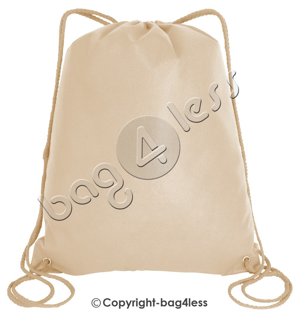 Promotional Non-Woven Drawstring Bag Large Size Khaki