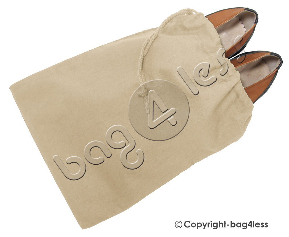 Cotton Shoe Bags W/ Drawstring Natural