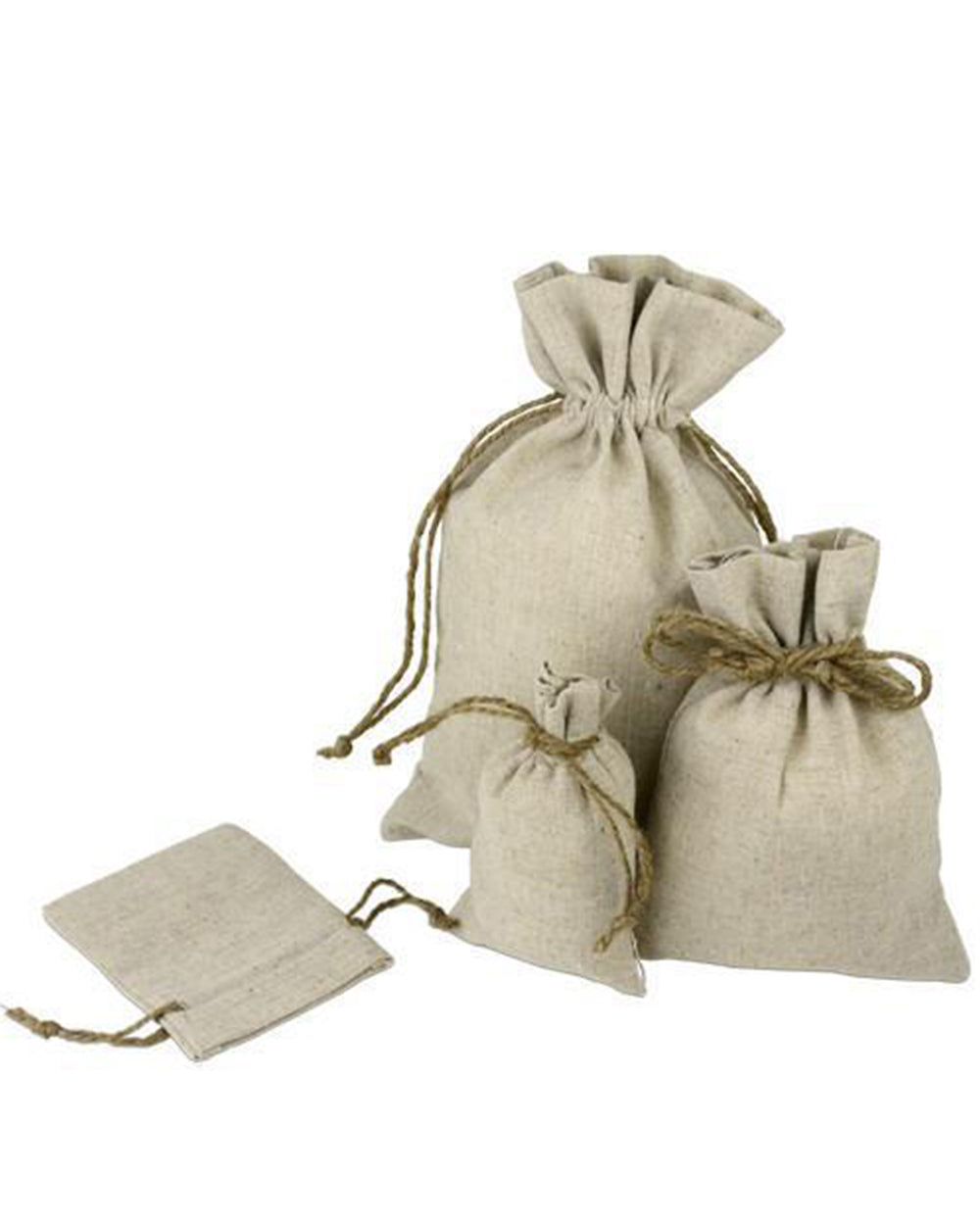 Natural Muslin Favor Bags with Hemp cords (Pack of 12)