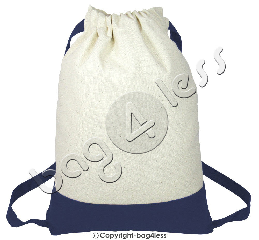 Natural Heavy Canvas Sport Drawstring Bag navy