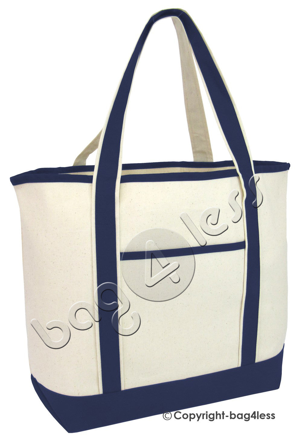 Navy Wholesale Canvas Extra Large Deluxe Tote Bag w/Front Pocket