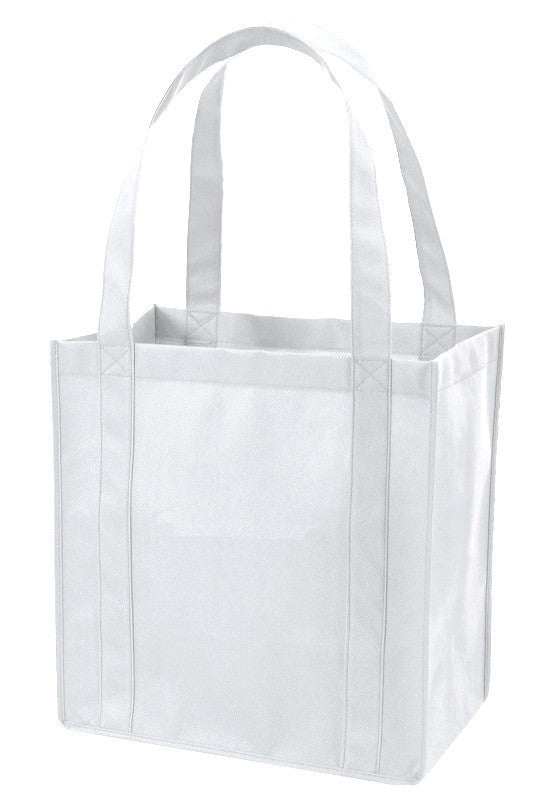 Non-Woven Gusset Tote Bag W/ Bottom Insert white