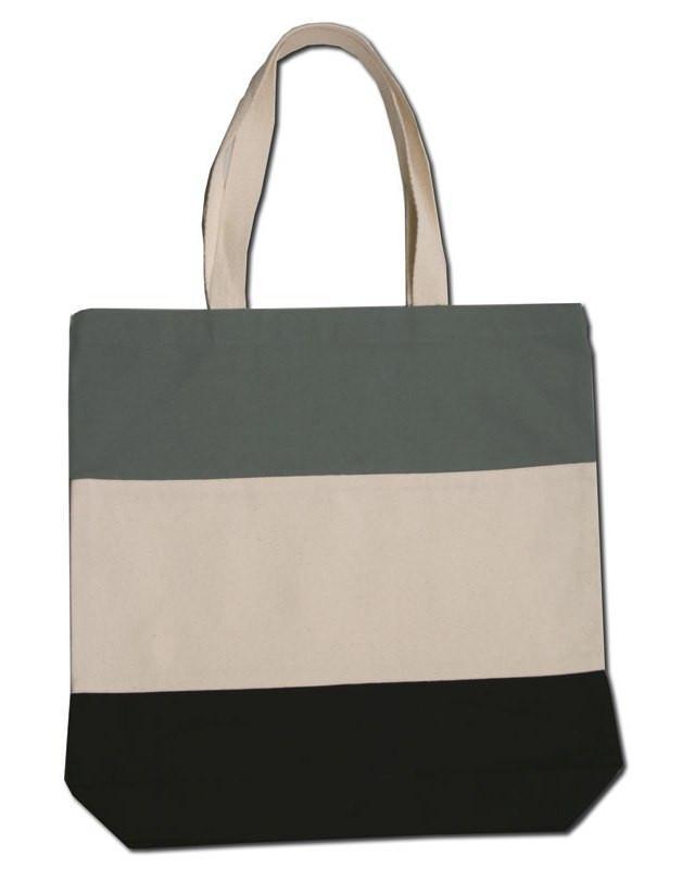 Tri-Tone Canvas Shopping Tote Bag - TG259