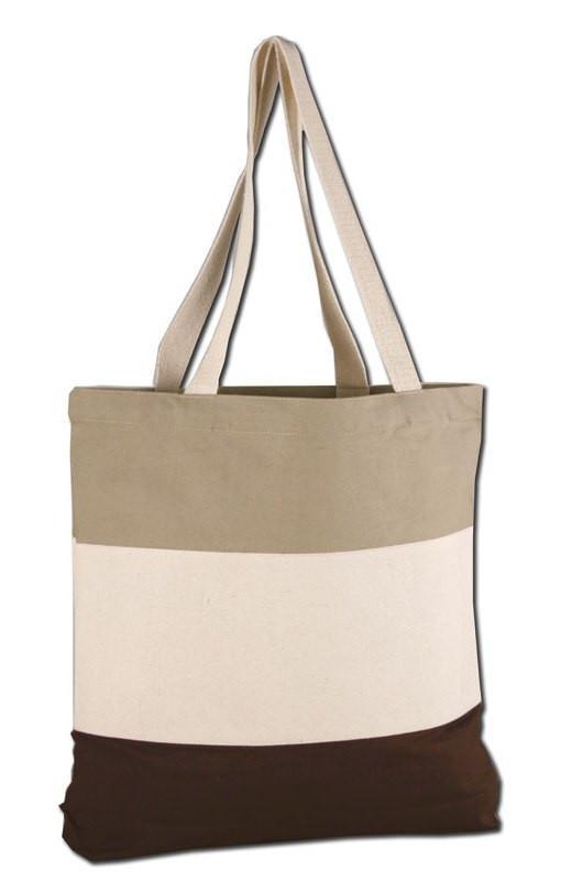 Tri-Tone Canvas Shopping Tote Bag - TG259