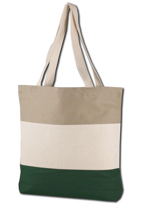Tri-Tone Canvas Shopping Tote Bag - TG259