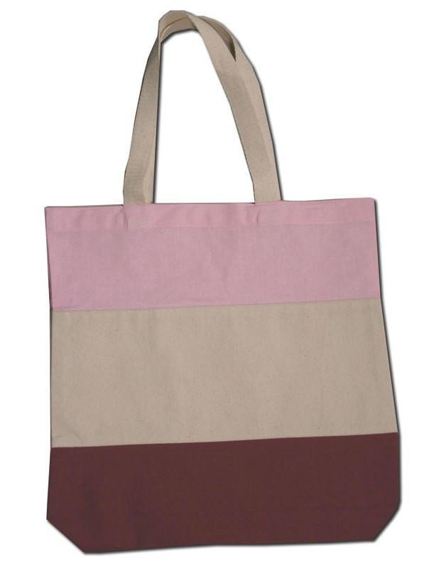 Tri-Tone Canvas Shopping Tote Bag - TG259