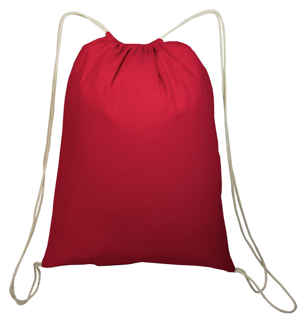 Drawstring Backpack Cotton Sack Bag Red