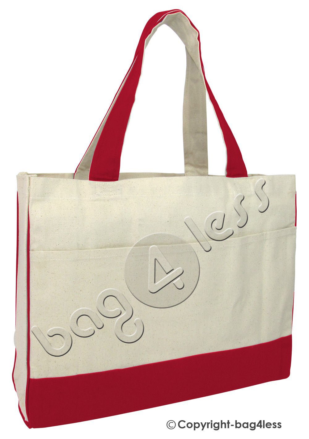 Red Canvas Shopping Tote Bag w/ Large Front Pocket