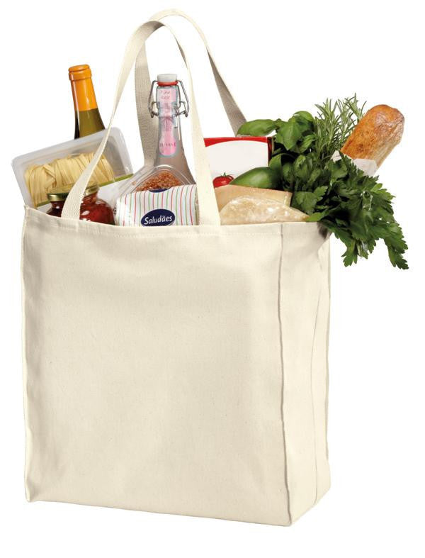 Cotton Over-the-Shoulder Grocery Tote Bag Natural