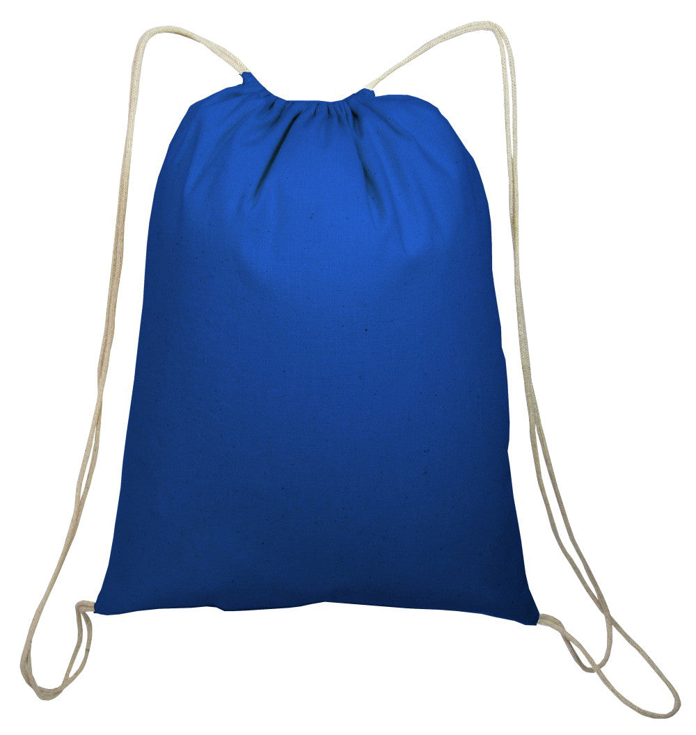 100% Cotton Cinch Bags Cotton Value Sport Pack Medium Size Royal Blue