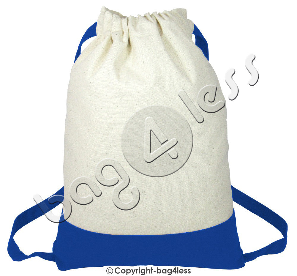 Natural Heavy Canvas Sport Drawstring Bag Royal