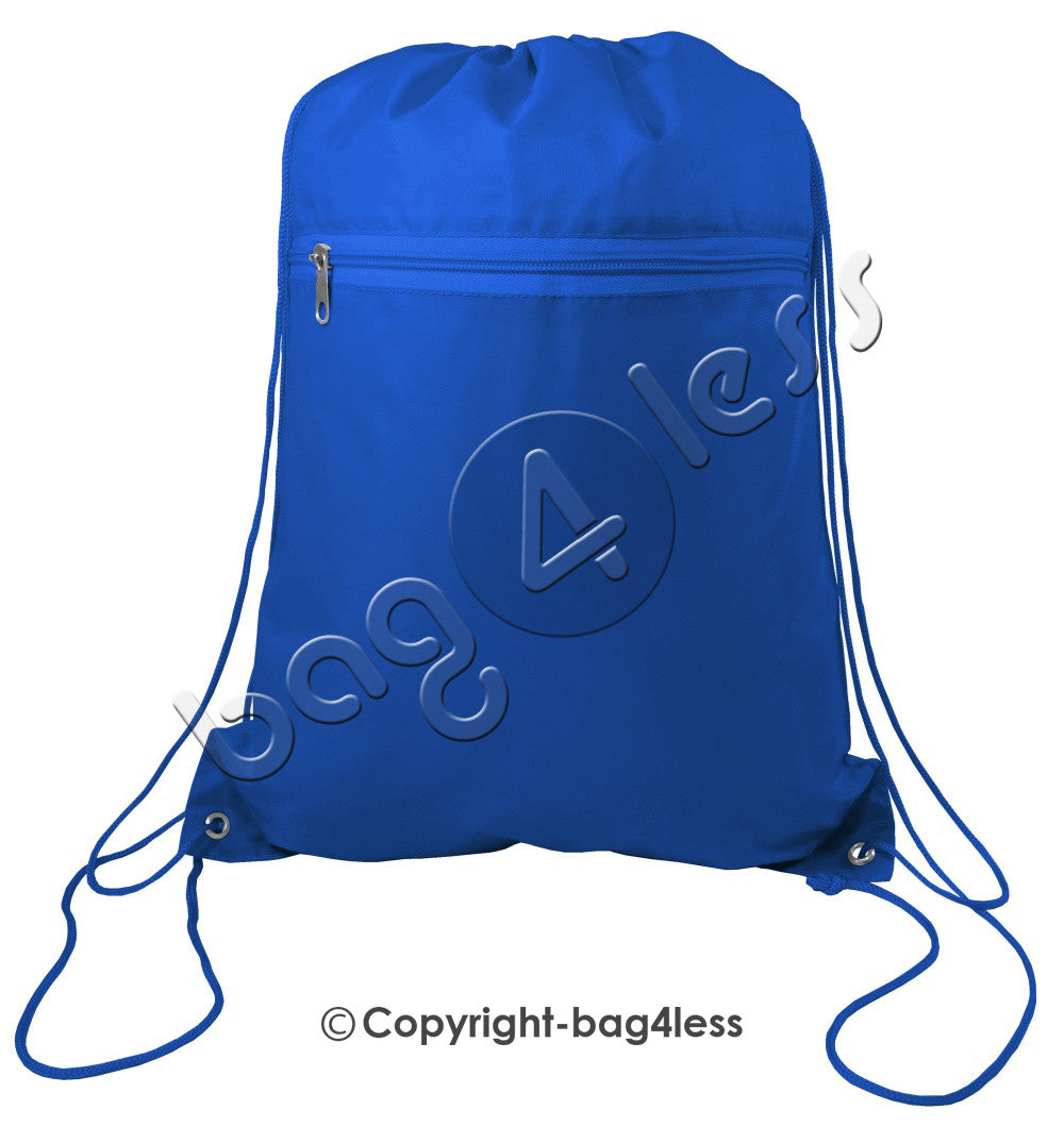 Promotional Wholesale Polyester Drawstring Bag Front Pocket Royal