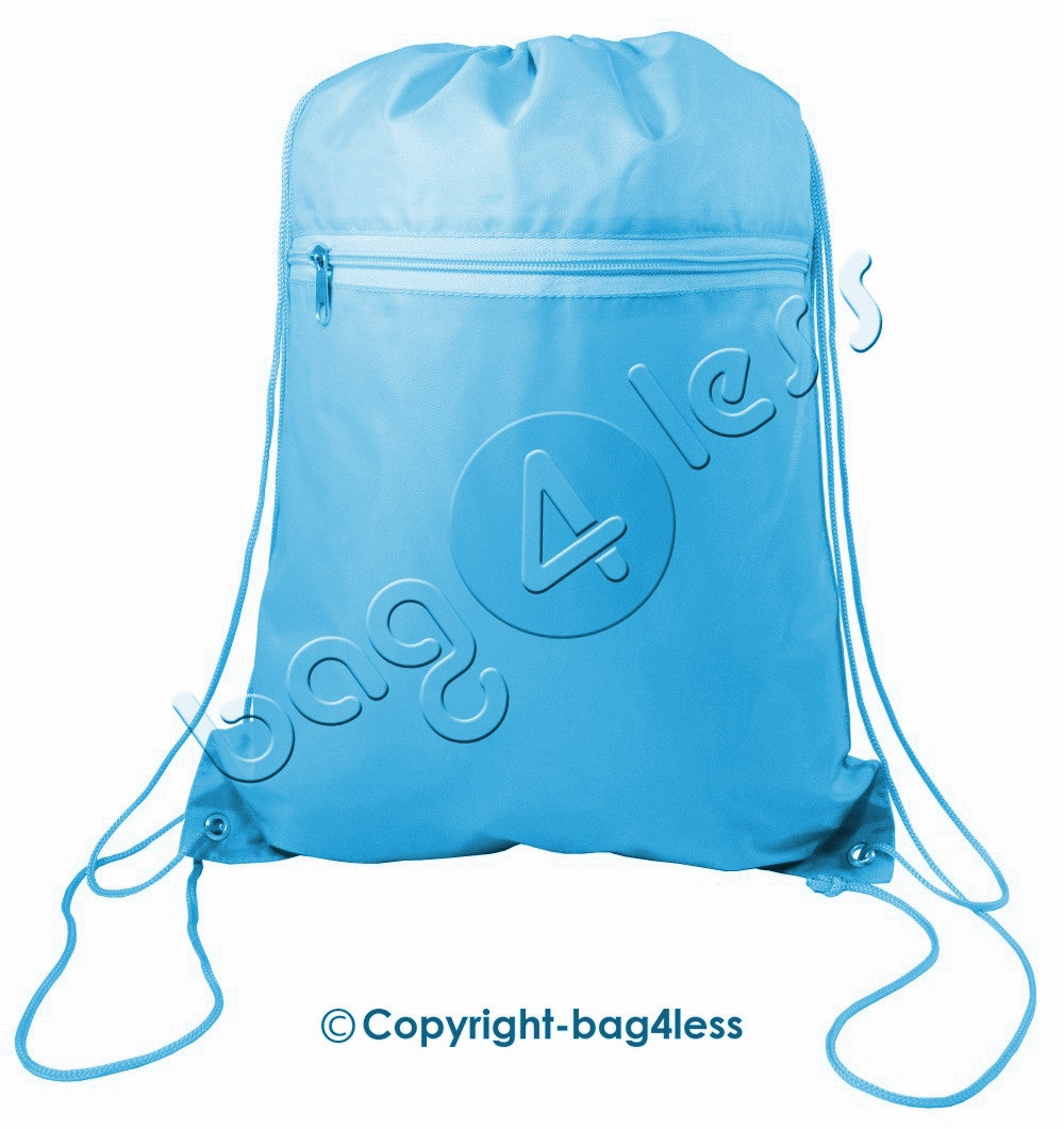 Promotional Wholesale Polyester Drawstring Bag Front Pocket Sapphire