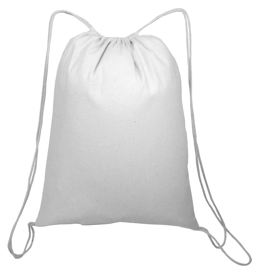 100% Cotton 6 oz Drawstring Backpack White