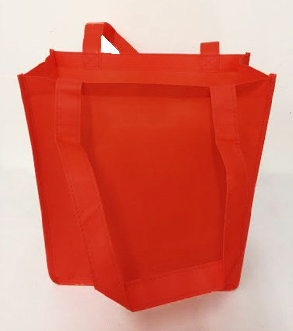 Non Woven Grocery Tote Bag Gusset red
