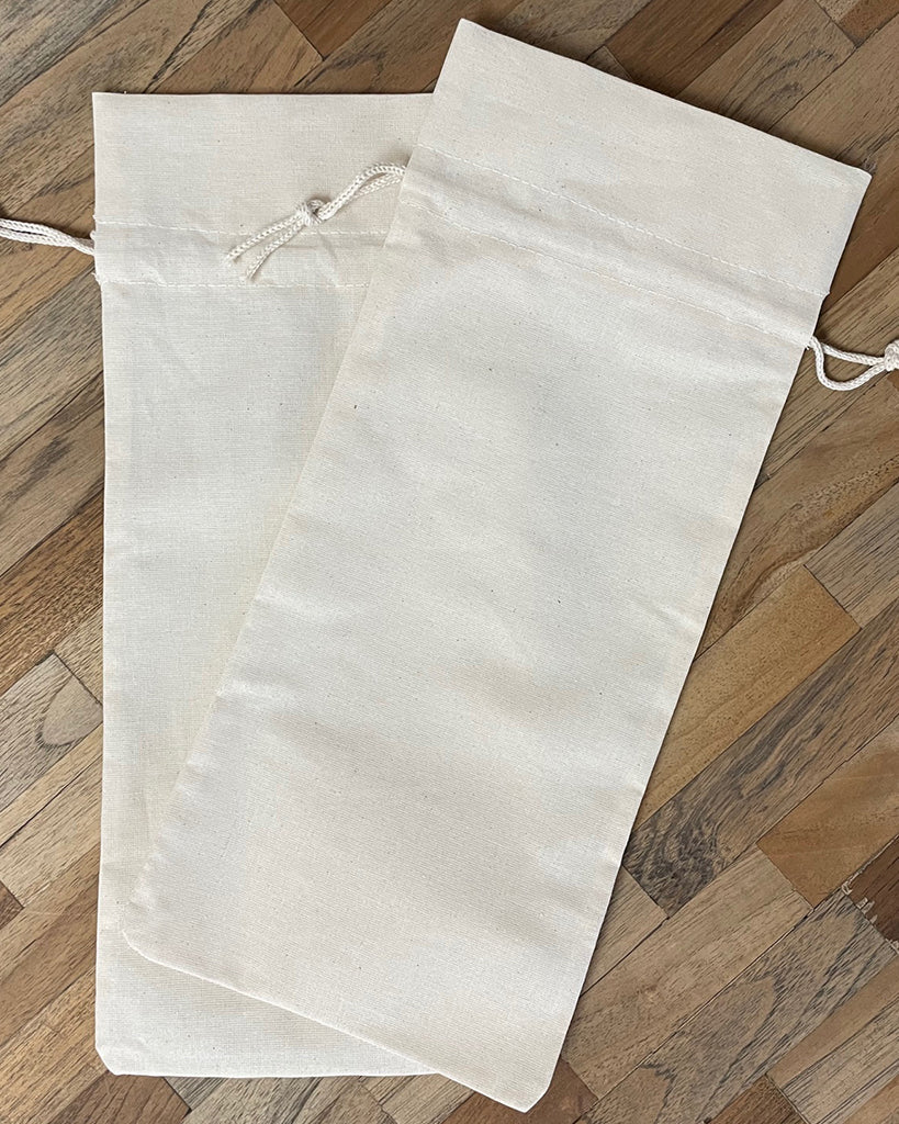 Cotton Natural Wine Bags - Single Bottle - WB147