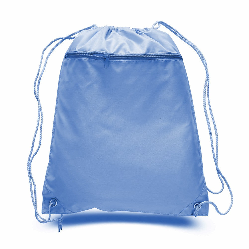 Polyester Drawstring Backpacks W/ Front Pocket - POL11
